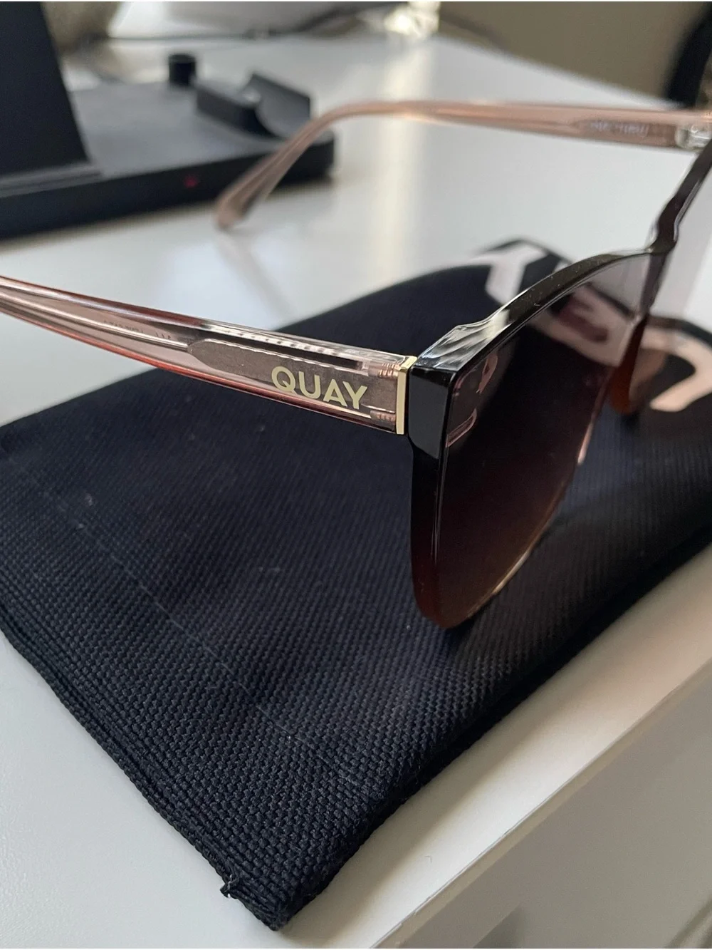 Quay Australia Come Thru Brown Rose Sunglasses with Translucent Brown Rose arms